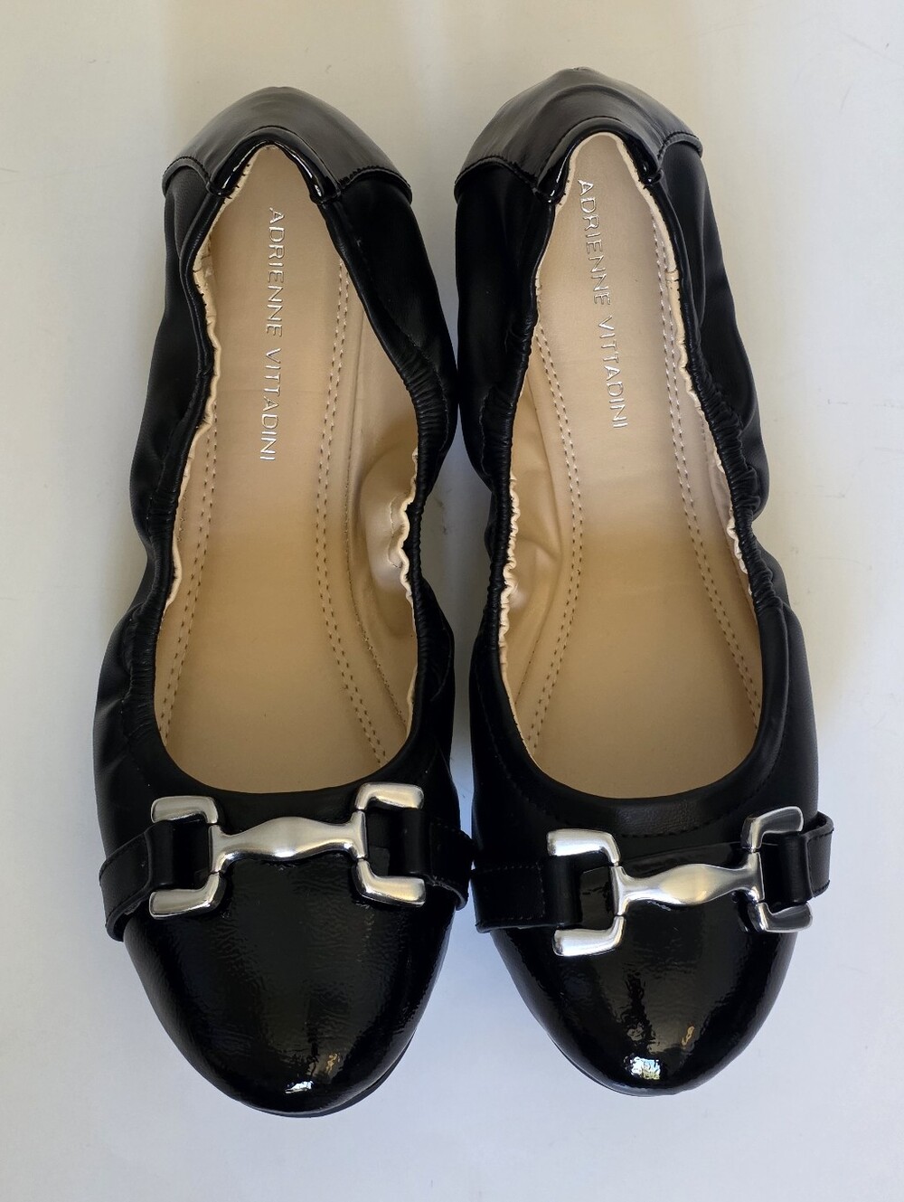 NEW Adrienne Vittadini Cadeeno Black Patent Ballet Flats - Size 7